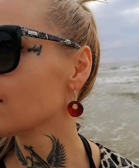 Cognac Baltic Amber Donut Earrings